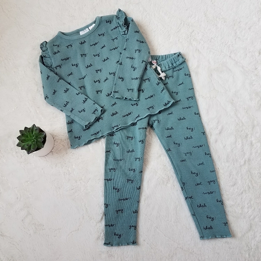Zara Ribbed Girl's Pajama Set - Picture 3 of 5